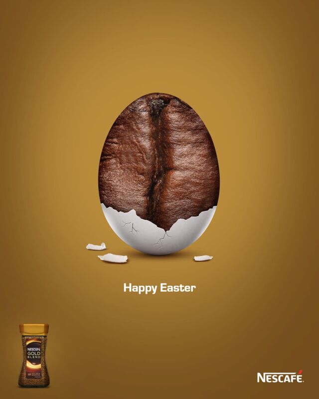 Holidays are a fun opportunity to get creative with your marketing. With iconic images and symbols associated with each holiday - think: Easter eggs, Christmas trees, jack-o-lanterns - incorporating them into your marketing can be a fun and effective way to catch your audience's attention.
Nescafe nailed it with this ad - by cleverly linking two distinct images, they created a successful campaign that immediately grabs the viewer's attention and effectively conveys their message.
Happy Easter! π£