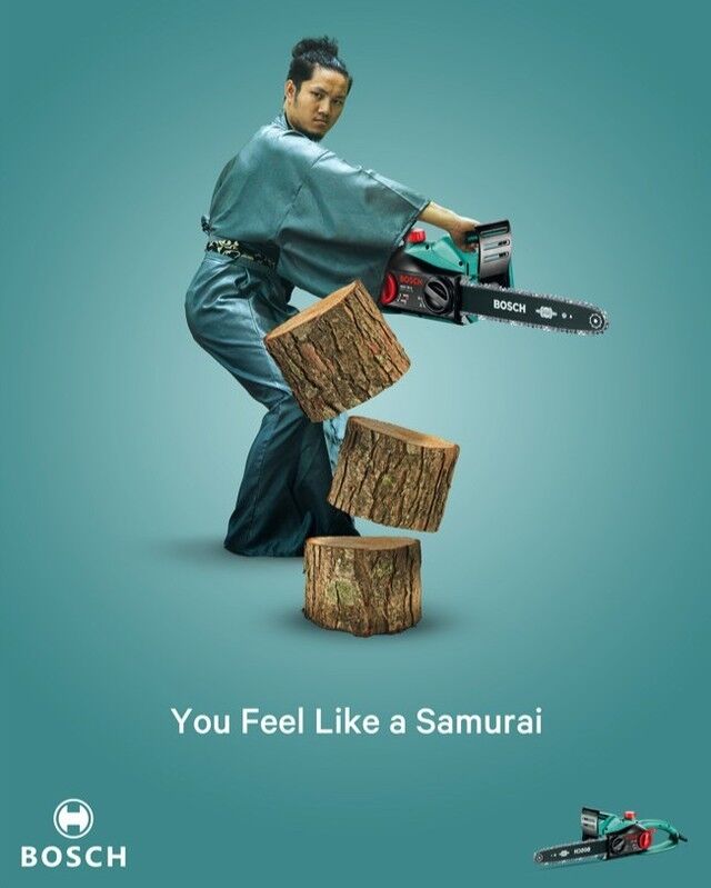Having eye-catching visuals is not only a fun element of an ad, but important to catch the eye of the consumer and stick in their minds. 

This ad by Bosch joins two opposing images, the tree & the samurai to convey their message while intriguing their audience with the uniqueness of the ad.

Inspiration is all around us 🚀